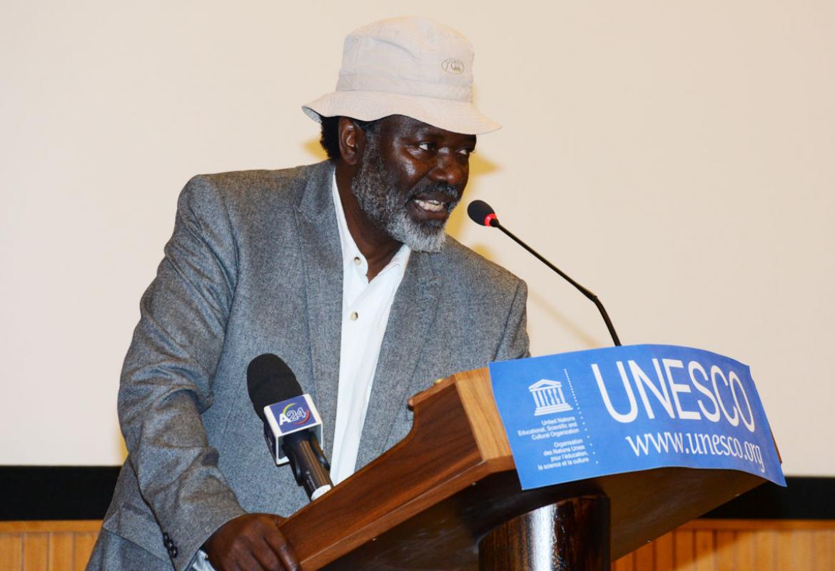 Filmmaker Dom Pedro, during the world premiere of his film Tango Negro at UNESCO